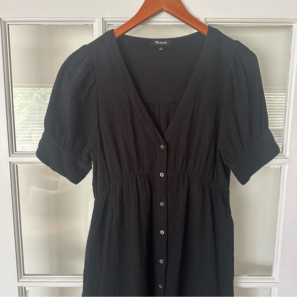 Madewell Black Midi Dress with Button Detail Size 4 - Picture 6 of 12